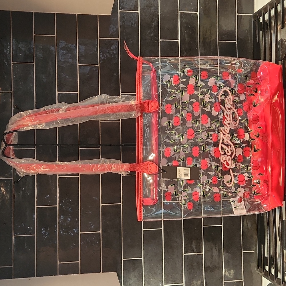 Ed Hardy Clear Tote Bag with Red Accents